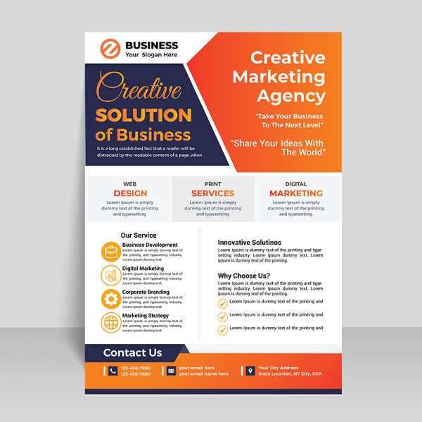 Blue Orange Creative Business Flyer Template - Freepng