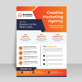 Blue orange corporate business flyer template