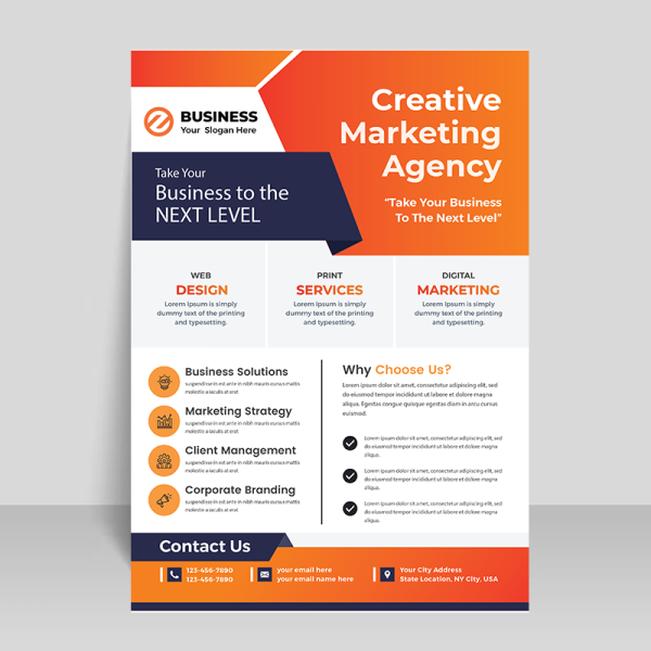 Blue orange corporate business flyer template - freepng