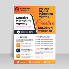 Orange simple business solution flyer