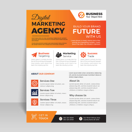 White orange flyer template