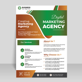 Beautiful green orange abstract flyer template