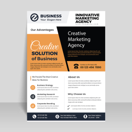 Abstract yellow black flyer template design