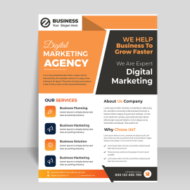 Orange abstract template flyer vector