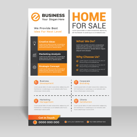 Abstract orange geometric shapes flyer template