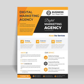 Black orange vector flyer template