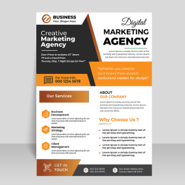 Black orange flyer template for free