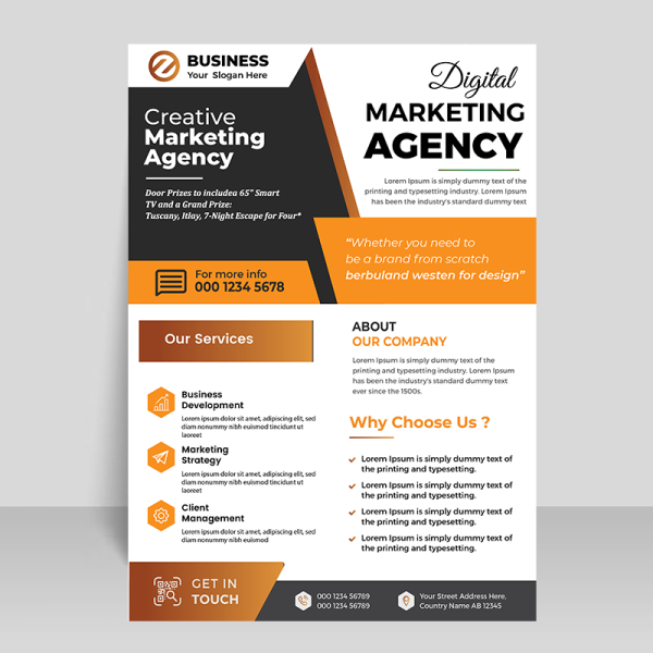 Black orange flyer template for free - freepng