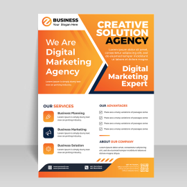 Orange business flyer template print ready