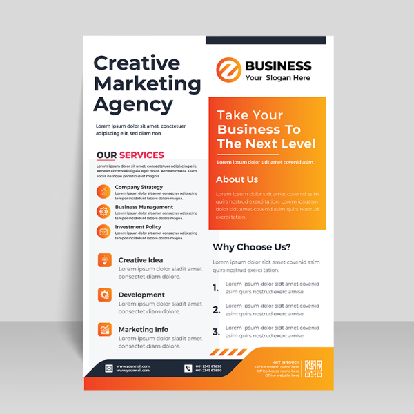 Orange color business flyer template - freepng