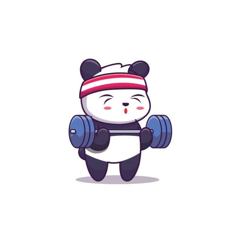 Cute Panda lifting barbell gym fitness free vector - freepng