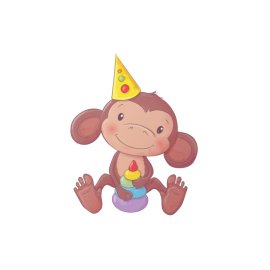 Flat cute vector of baby monkey playing with toys