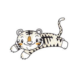 Funny cute little tiger free vector PNG