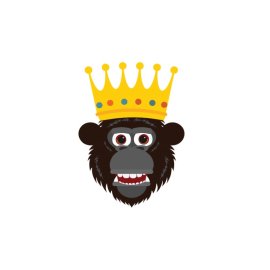 Illustration of monkey head wearing crown vector