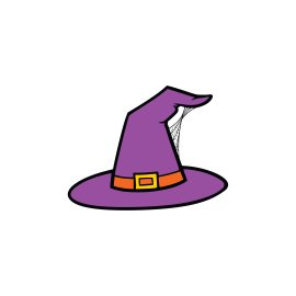 Colorful witch purple hat design vector png