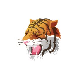 Watercolor angry tiger head illustration png