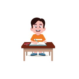 A student boy is writing png vector