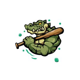 Angry crocodile mascot illustration with baseball bat vector