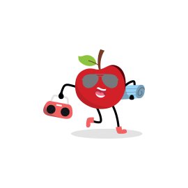 Apple in party mood vector mascot png