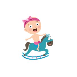 Baby riding rocking horse png