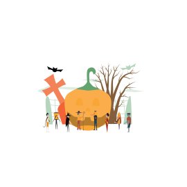 Big pumpkin Halloween ghost vector png