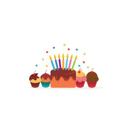 Birthday cakes with cupcakes vector