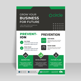 Black and dark green vector leaflet flyer