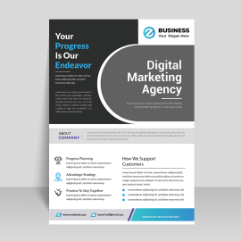 Grey black flyer brochure design for free