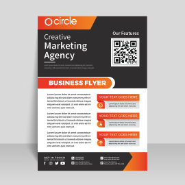 Black qr code flyer leaflet design free vector