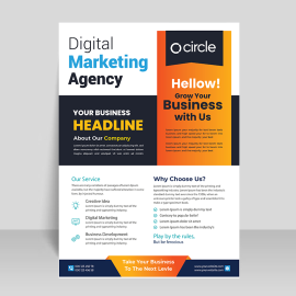 Orange corporate flyer brochure vector