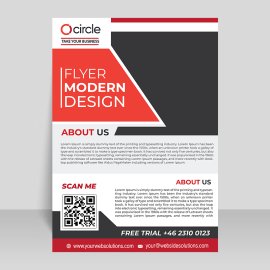 Red blue abstract A4 flyer template