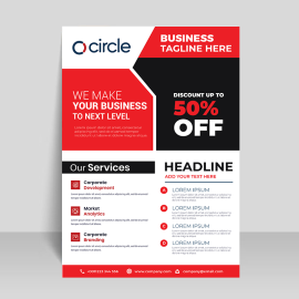 Red corporate flyer vector for free