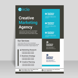 Cyan blue vector digital print ready flyer template