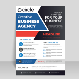 Blue black flyer template design vector