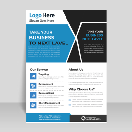 Black blue vector flyer template