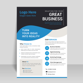 Black blue vector flyer template