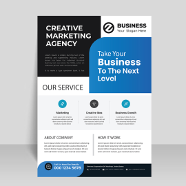 Blue clean minimalist leaflet design vector