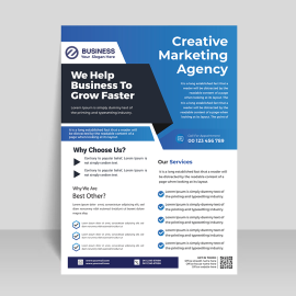 Blue black corporate look business leaflet vector for free