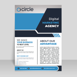 Blue simple corporate style flyer vector