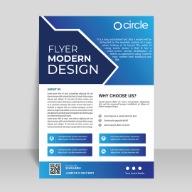 Blue abstract vector info leaflet flyer for free
