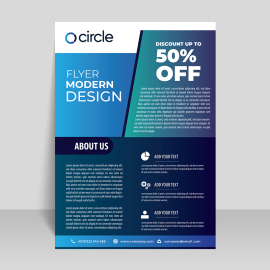 Free vector gradient blue flyer of 50% discount