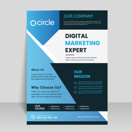 Abstract look flyer in blue business colors vector