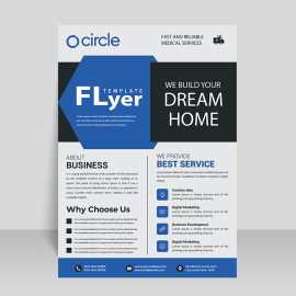 Black ready to print flyer template brochure