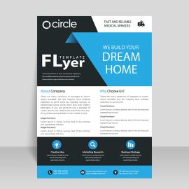 Blue and black ready to print flyer brochure