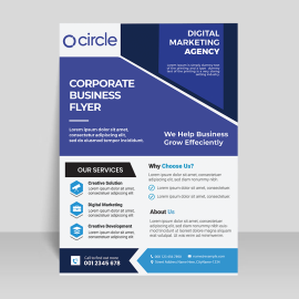 Blue corporate business brochure flyer template
