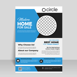Blue black real estate flyer vector