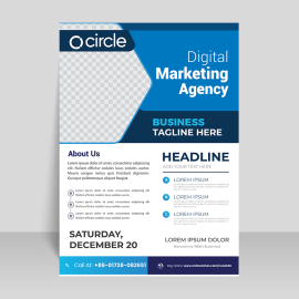 Blue corporate info leaflet vector