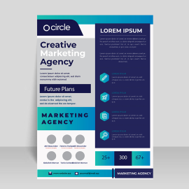 Flat Blue creative business flyer or poster template