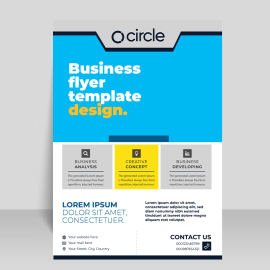 Blue clean and bright vector flyer or poster