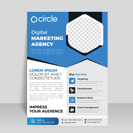 Blue flyer template with photo